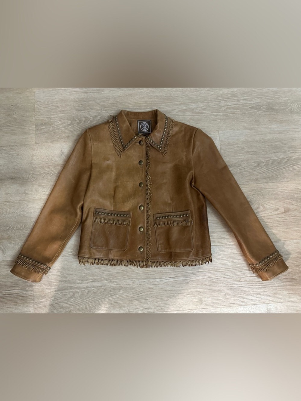 Rare Double D Ranch Studded Leather Jacket With Signature Fringe
